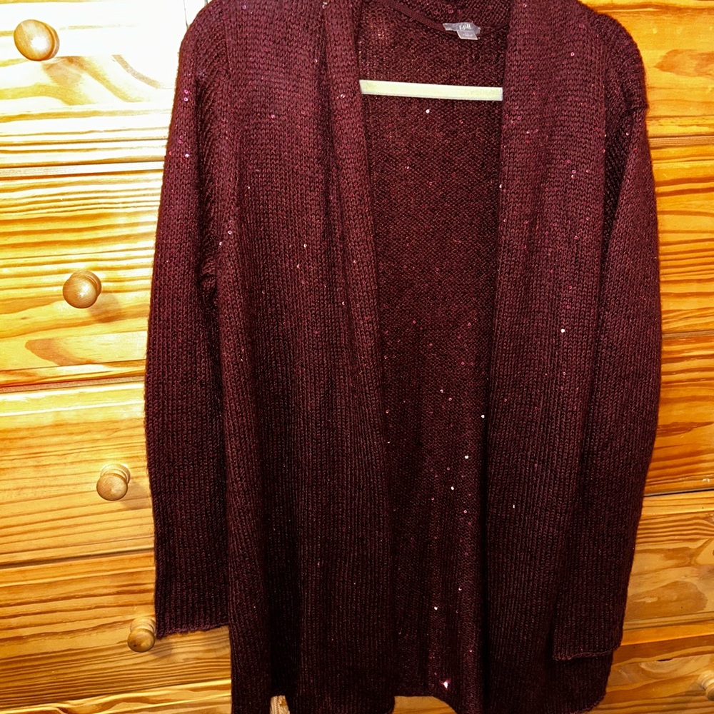 J. Jill Deep Burgundy Cardigan Sweater